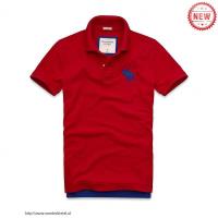 heren abercrombie and fitch korte polo t-shirt rood blauw moose logo Goede Verkoop ngvbp431